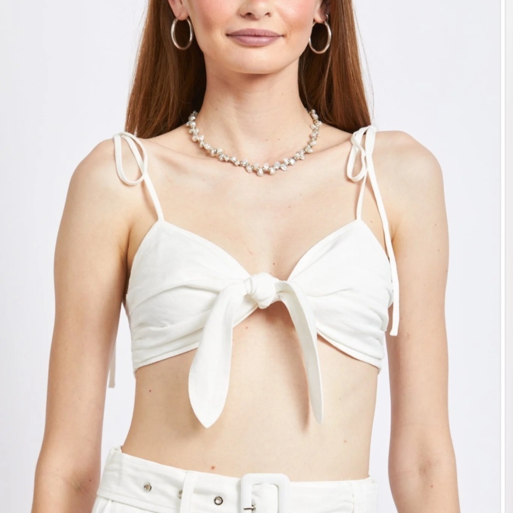 Emory Park Off-White Aurora Tie Front Top